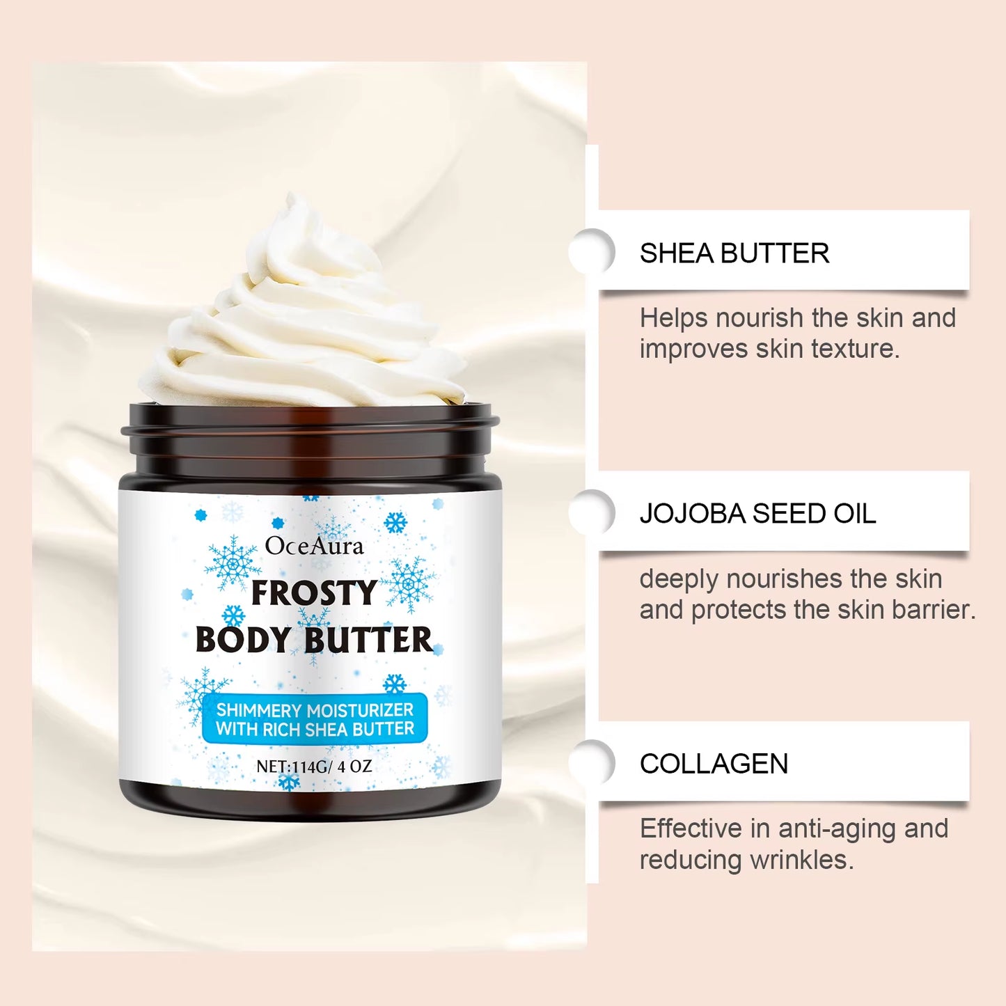 Shea Butter Body Cream Ultra-Hydrating Daily Nourish Skin Lasting Moisturizer Reduce Dryness Soft Body Skin Cream Easy to Absorb