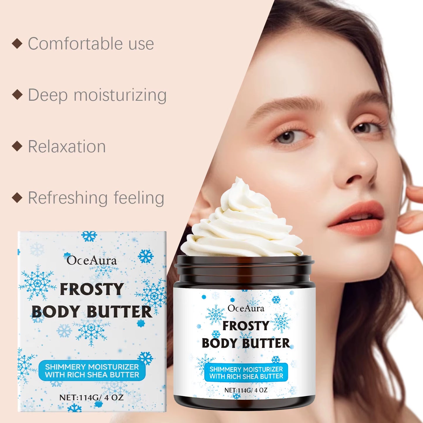 Shea Butter Body Cream Ultra-Hydrating Daily Nourish Skin Lasting Moisturizer Reduce Dryness Soft Body Skin Cream Easy to Absorb
