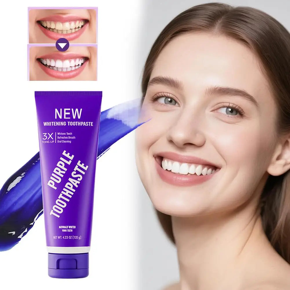 Teeth Whitening Products Purple Toothpaste Remove Tartar Plaque Reduce Yellowing Teeth Deep Cleansing Stains Oral Clean Care