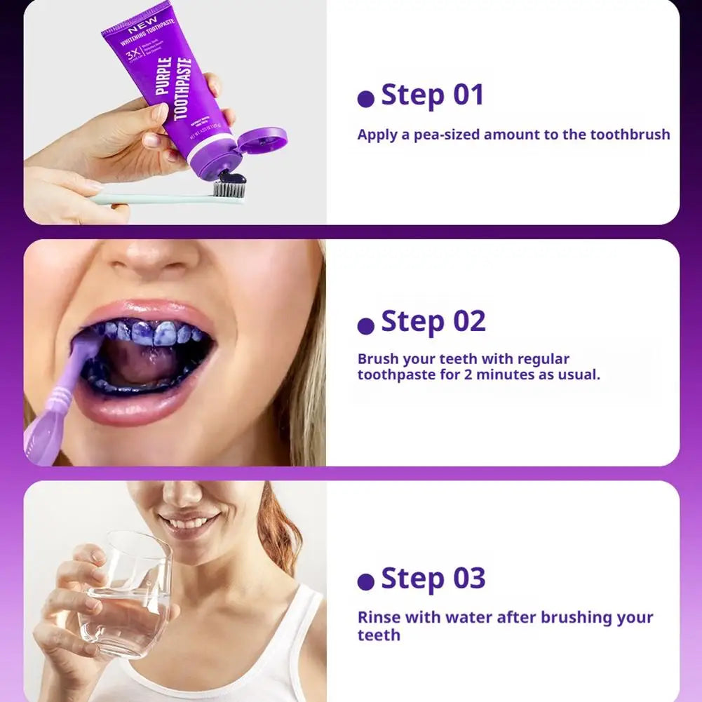 Teeth Whitening Products Purple Toothpaste Remove Tartar Plaque Reduce Yellowing Teeth Deep Cleansing Stains Oral Clean Care