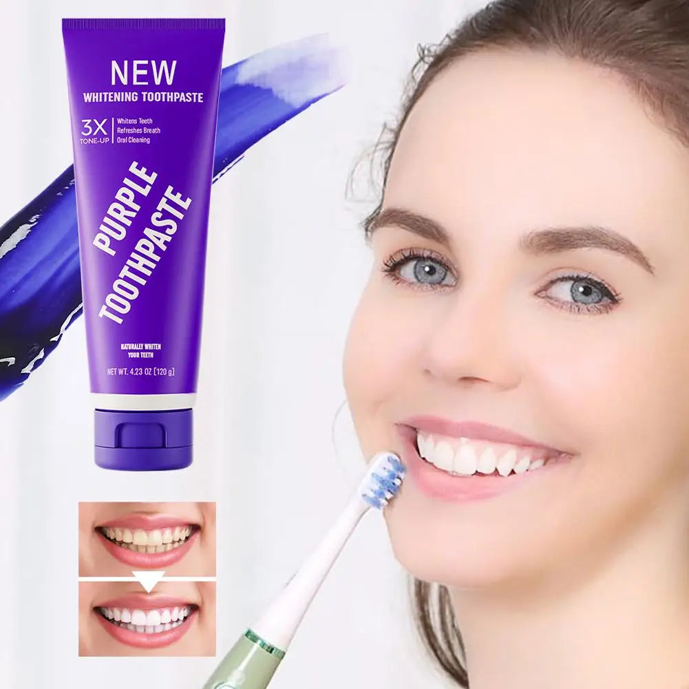 Teeth Whitening Products Purple Toothpaste Remove Tartar Plaque Reduce Yellowing Teeth Deep Cleansing Stains Oral Clean Care